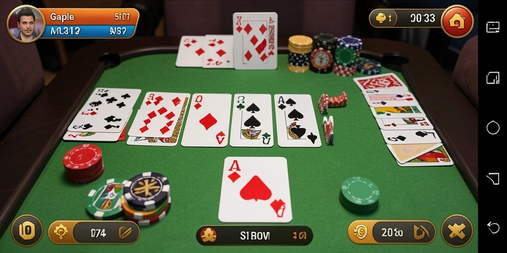 Tampilan gameplay Gaple yang seru dan interaktif di API33.