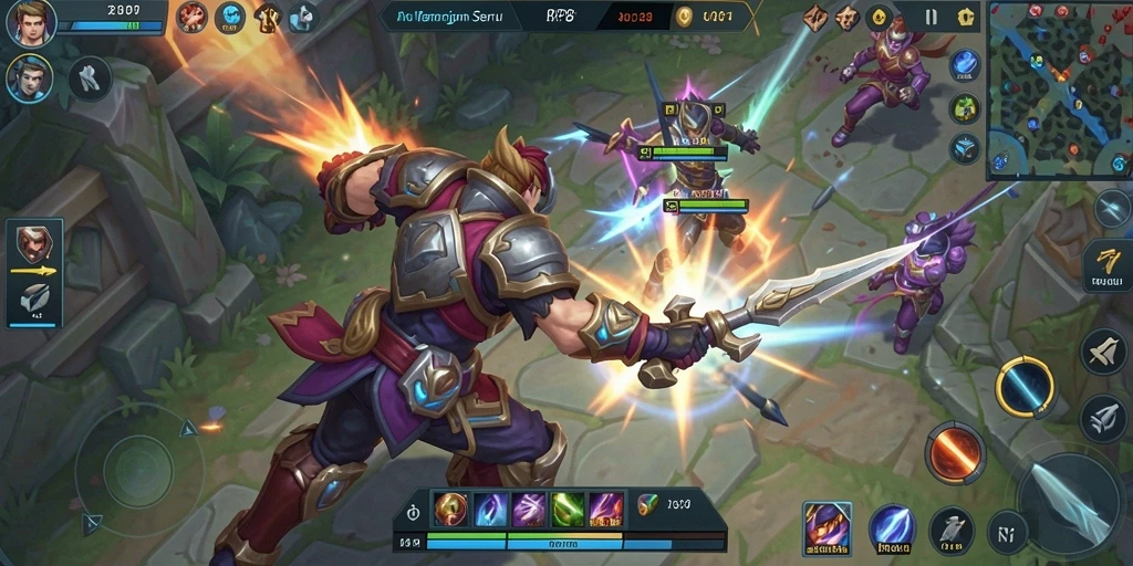 Screenshot gameplay RP8 menampilkan pertempuran seru antara tim.