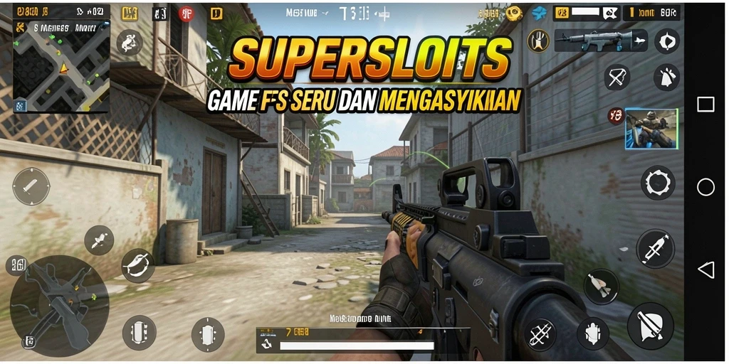 Tampilan gameplay <strong>SUPERSLOTS</strong> yang mendebarkan dengan aksi FPS yang intens.